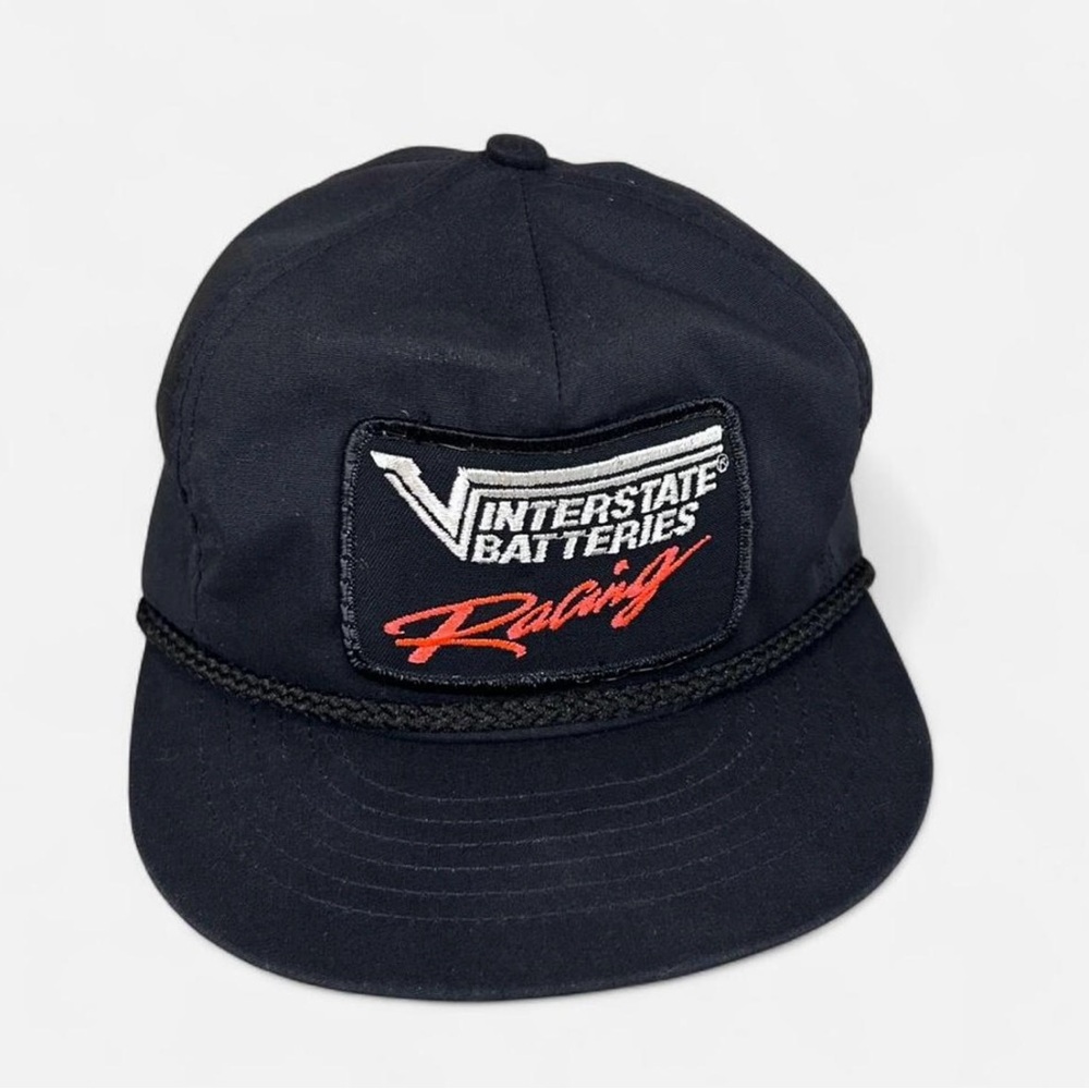 Vintage Interstate Batteries Racing Black Cap made in USA